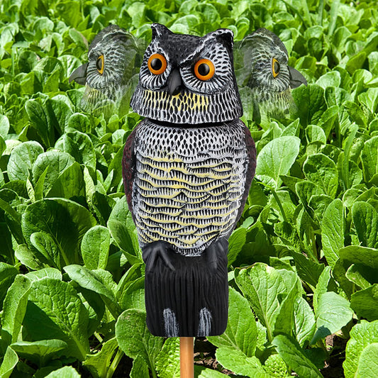 Owl Decoys to Scare Birds Squirrels Away (360 Degree Rotating Head)
