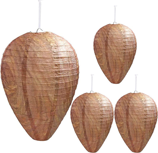 4x Wasp Nest Decoy Hanging - Deterrent for Wasps Hornets Yellow Jackets